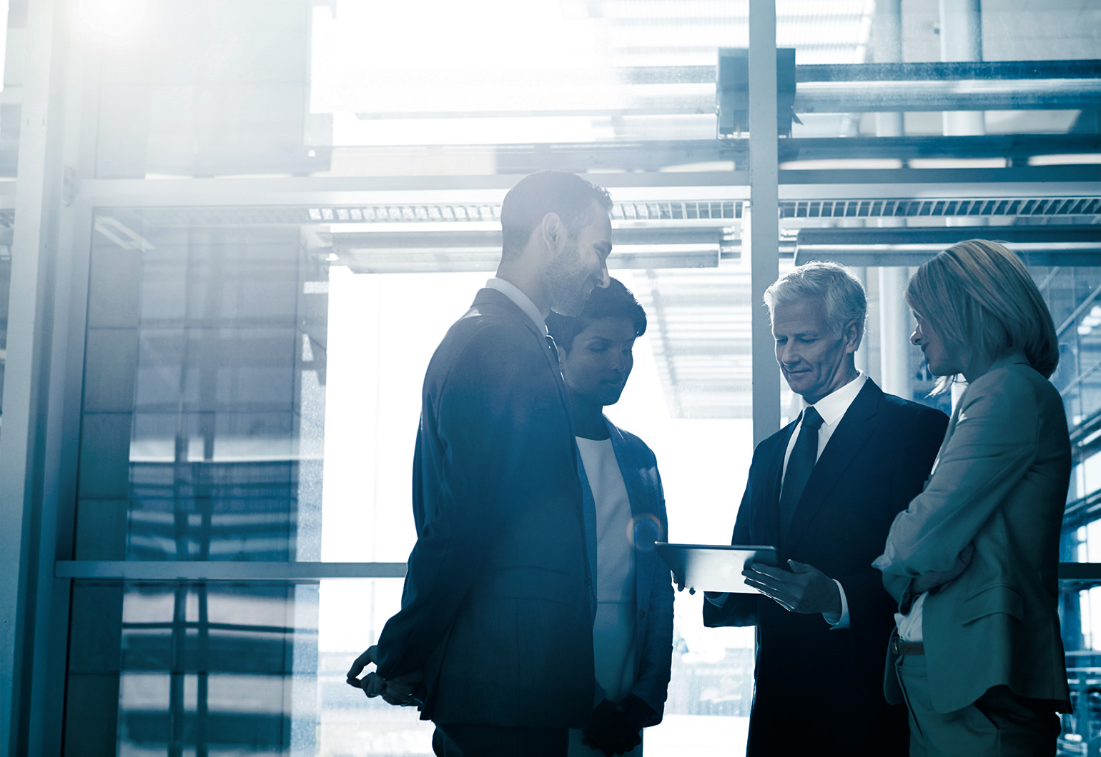Commercial agent meeting with clients at a commercial property